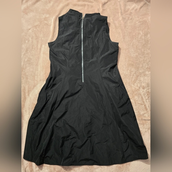 Sun Kim Exposed Zip Lagenlook Dress Taffeta Relaxed Fit Black Size Large - Picture 9 of 9